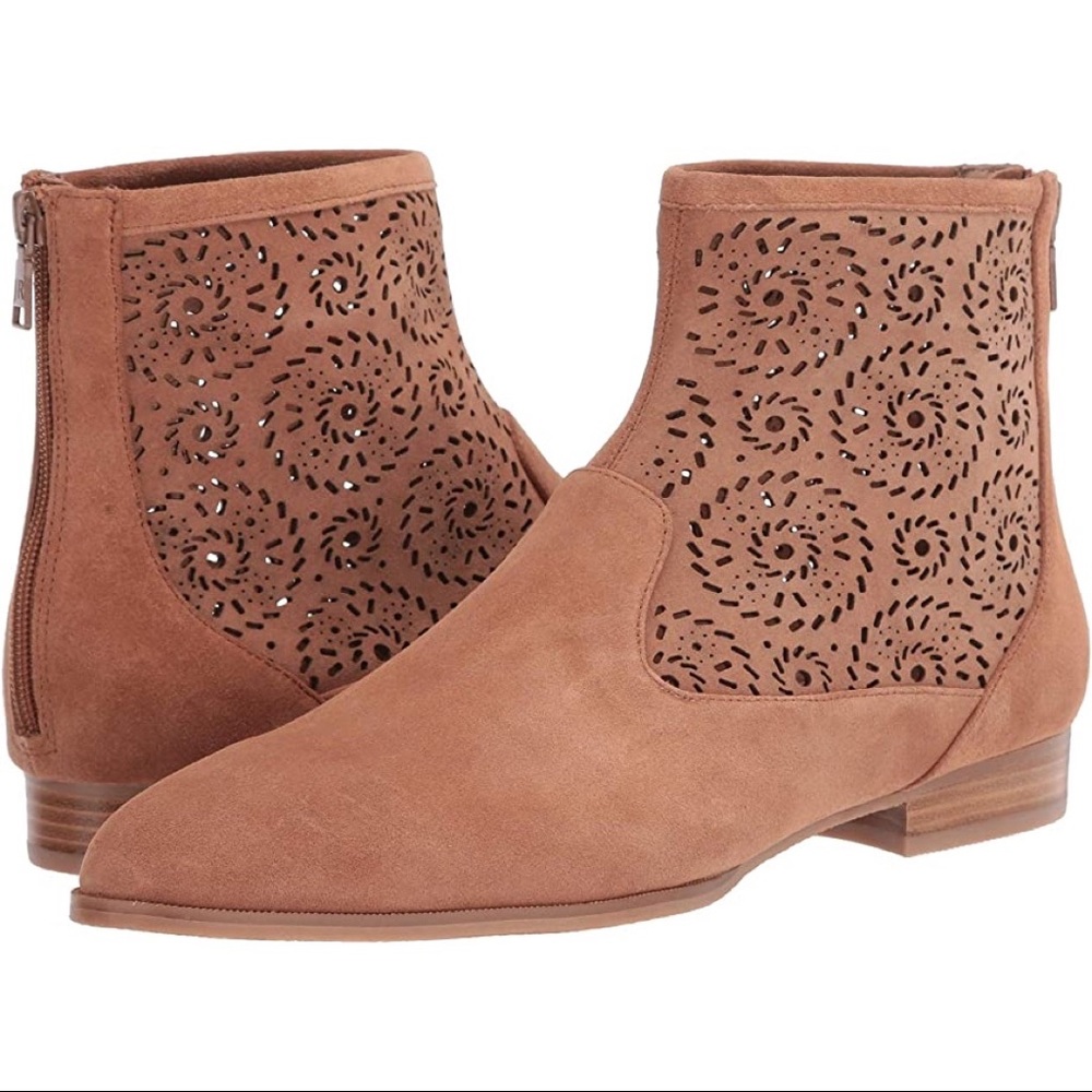 NIB Jack Rogers Ronnie Bootie Laser Cut Luggage Tan Suede - Picture 14 of 14